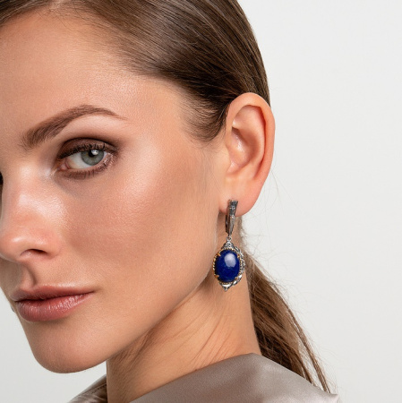 Серебряные серьги «Галактика» с лазуритом