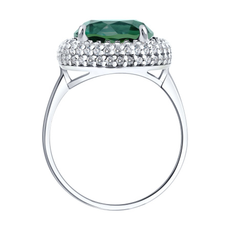 Кольцо из серебра с кварцем и фианитами