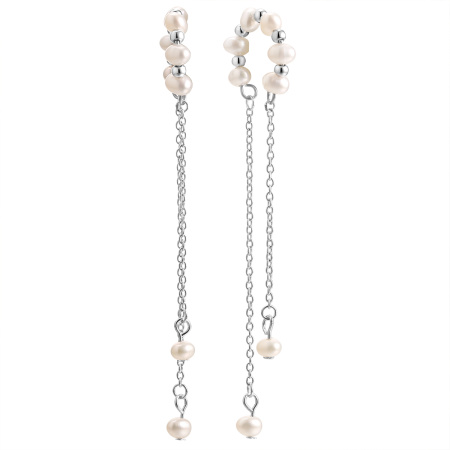 Серьги-каффы из серебра с культивированным жемчугом