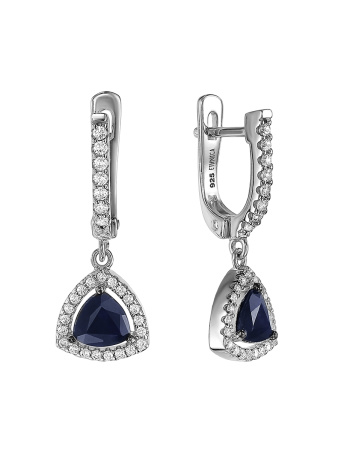 Серьги из серебра с натуральным сапфиром