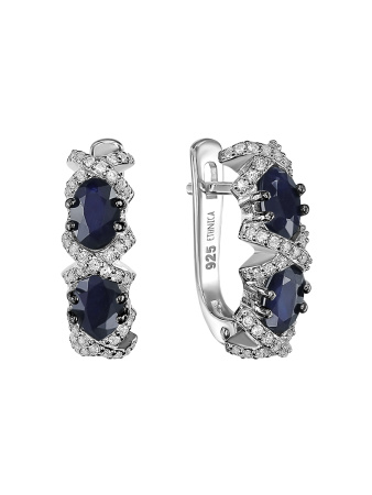 Серьги из серебра с натуральным сапфиром