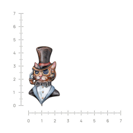 Брошь из серебра с эмалью «Кот джентльмен»