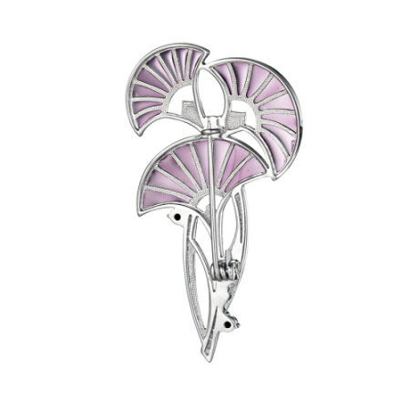 Серебряная брошь с фианитами и эмалью «Цветы»