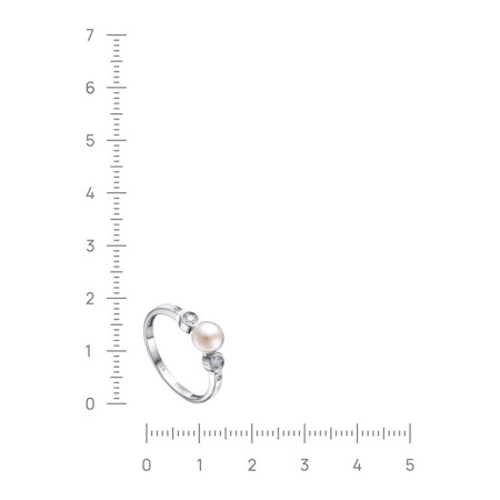 Кольцо из серебра с жемчугом и фианитами