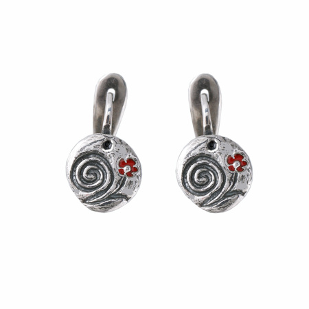 Серьги из серебра с эмалью «Цветочек»