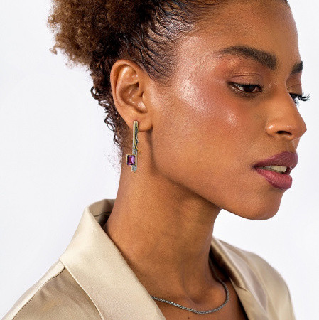 Серебряные серьги «Аметистовая Грация»