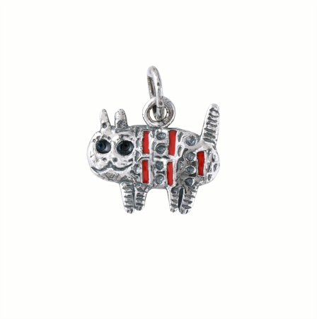 Серебряная подвеска «Котик» с эмалью