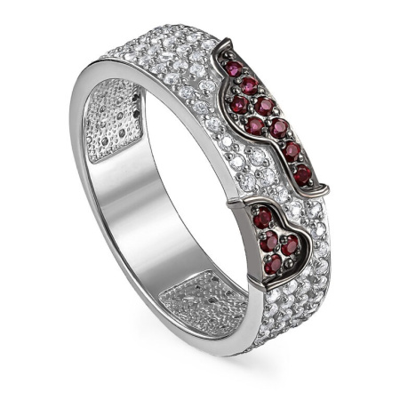 Кольцо из серебра с фианитами и топазом