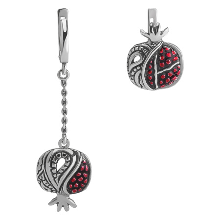 Серьги из серебра с эмалью «Гранат»