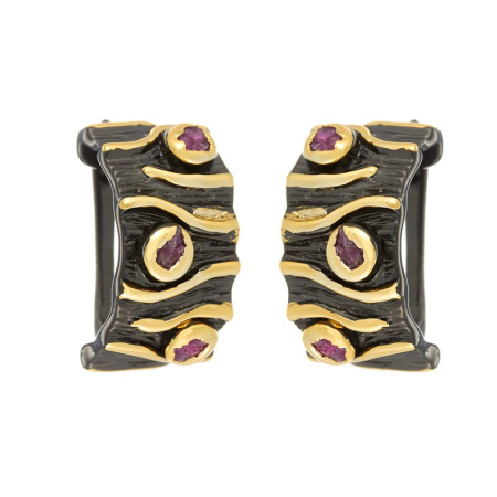 Серьги из серебра с цоизитом в позолоте