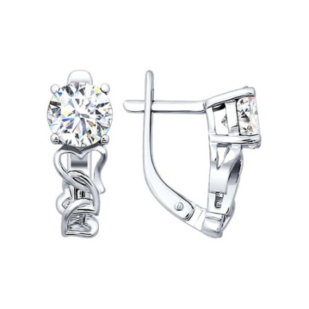Серьги из серебра с фианитом