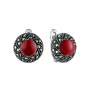 Серьги из серебра с агатом и марказитами