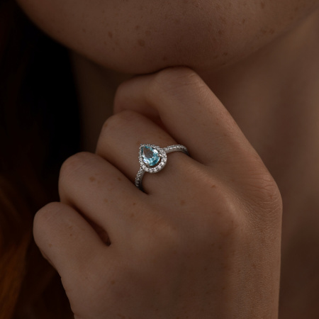 Серебряное кольцо с ситаллом и фианитами