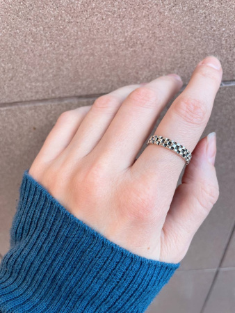 Кольцо из серебра «Шашечки»