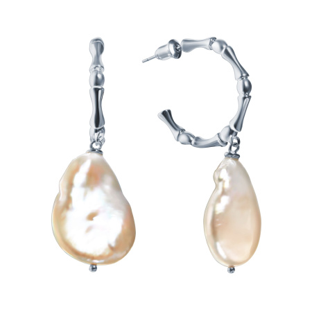 Серьги-пусеты из серебра с барочным жемчугом