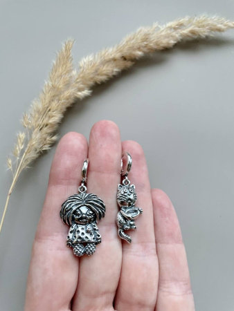 Серебряные серьги «Домовенок»