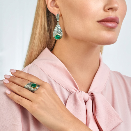 Серебряные серьги «Волшебный Малахит»