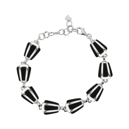 Браслет из серебра с черным агатом