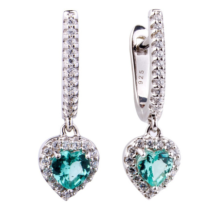 Серьги из серебра с фианитами и апатитом