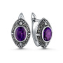 Серьги из серебра с аметистом и марказитами