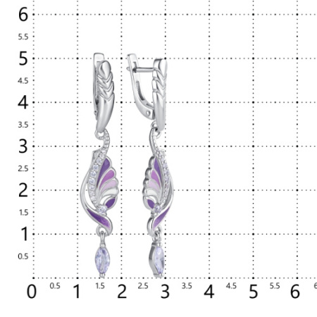 Серьги из серебра с эмалью и фианитами