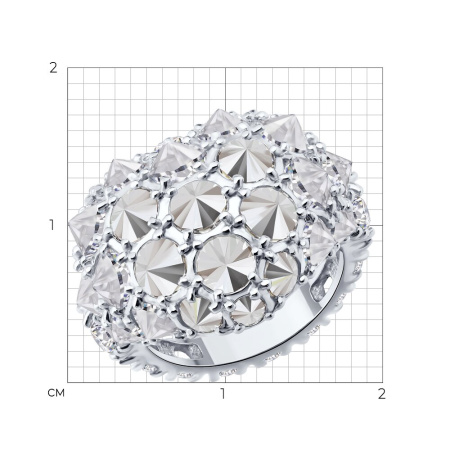 Серебряное кольцо с фианитами «Сердце с шипами»