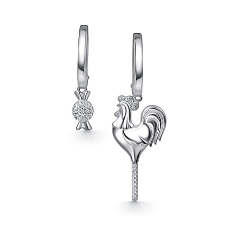 Серебряные серьги с фианитами «Карамель петушок»