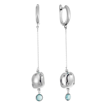 Серьги из серебра с ситаллом и цирконием