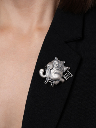 Серебряная брошь «Обаятельный Кот Бегемот»