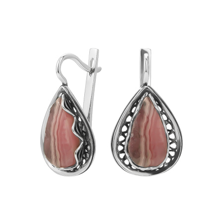 Серьги из серебра с родохрозитом