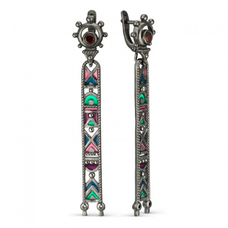 Серебряные серьги с витражной эмалью