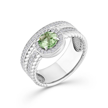 Кольцо из серебра с празиолитом и фианитами