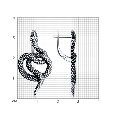 Серьги из серебра «Змея»