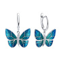 Серебряные серьги с фианитами и эмалью «Бабочка»