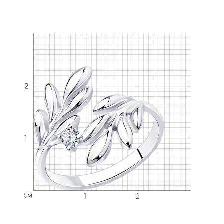 Кольцо из серебра с фианитами «Листья»