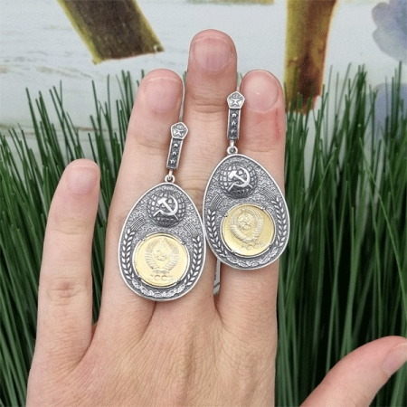 Серебряные серьги «Серп и Молот»