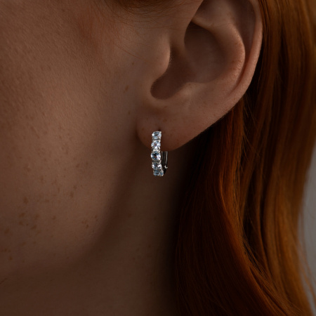 Серьги-хупы из серебра с топазами