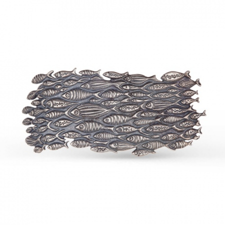 Брошь серебряная «Много-много рыб»