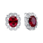 Серьги из серебра с фианитами и корунд рубином
