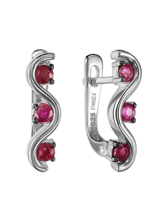 Серьги «Ягоды» с натуральным рубином