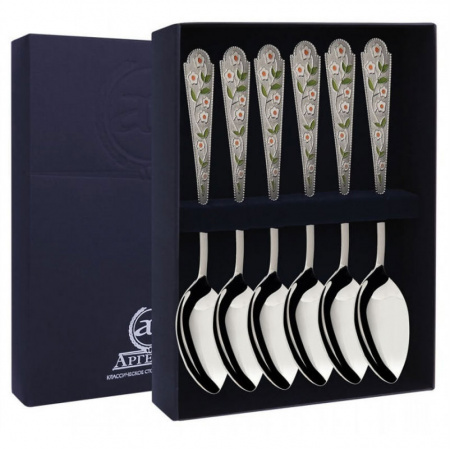 Серебряный набор «Лето-Ромашка» 6 чайных ложек