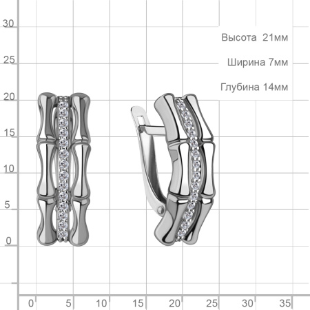 Серьги из серебра с фианитами
