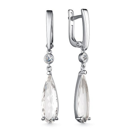 Серьги из серебра с горным хрусталем и фианитами