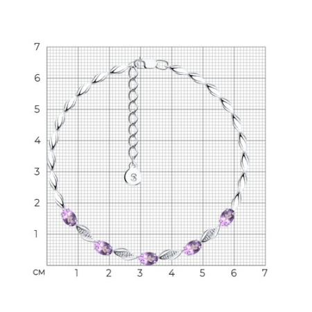 Браслет из серебра с аметистами и фианитами