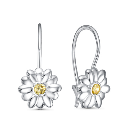 Серьги из серебра с фианитами «Цветы»