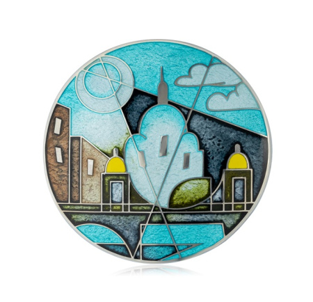 Брошь «Азбука Петербурга», утро из серебра с эмалью