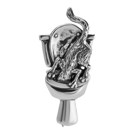 Брошь подвеска из серебра 925 Кот сантехник