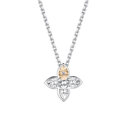 Серебряное колье с бриллиантом «Цветок»