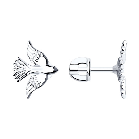 Серьги-пусеты из серебра «Ласточка»