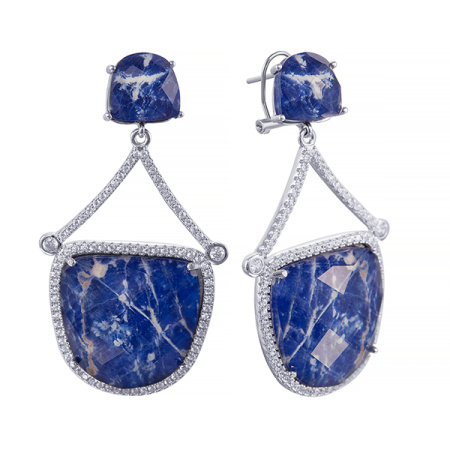 Серьги из серебра с дублетом и фианитами